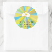 Risen Cloud en kruis met kleurrijke lichtstralen Ronde Sticker (Tas)