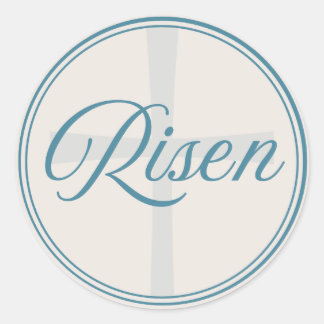 Risen Cross - Flush Seal Large  Ronde Sticker