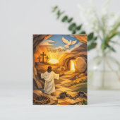 Risen Jesus Empty Tomb 3D Easter Flat Card (Staand voorkant)