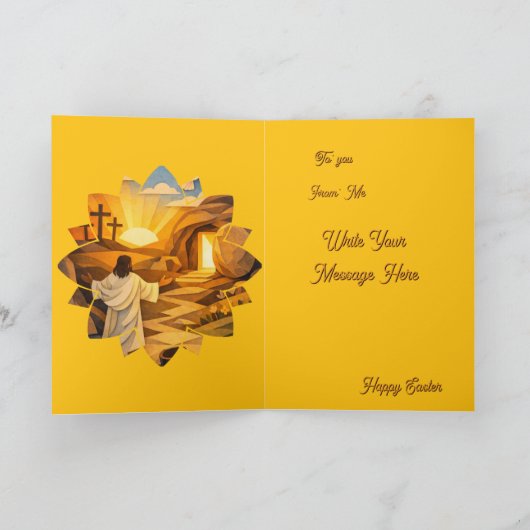 Risen Jesus Empty Tomb 3D Papercut Easter Card Kaart (Binnen)