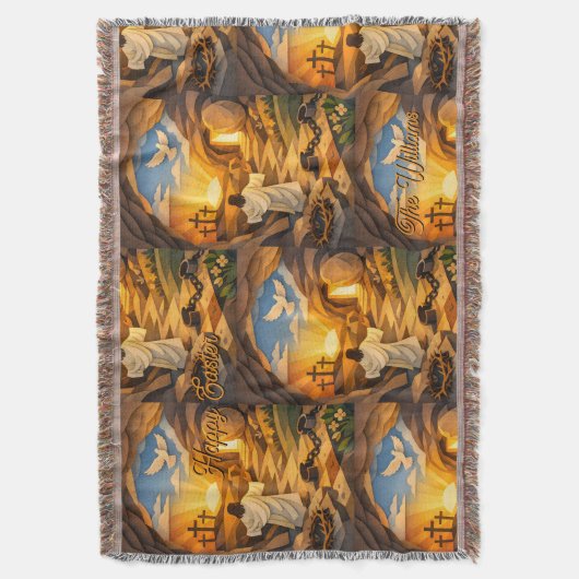 Risen Jesus Empty Tomb 3D Papercut Easter Deken (Voorkant Verticaal)