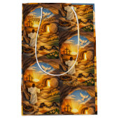 Risen Jesus Empty Tomb 3D Papercut Easter Gift Bag Medium Cadeauzakje (Voorkant)