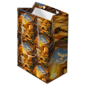 Risen Jesus Empty Tomb 3D Papercut Easter Gift Bag Medium Cadeauzakje (Achterkant Gekanteld)