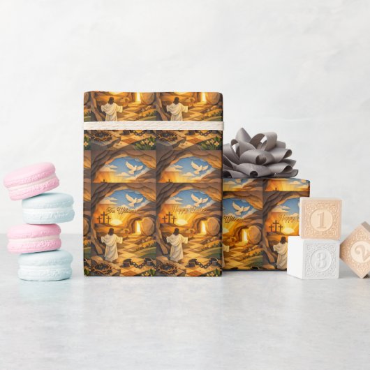 Risen Jesus Empty Tomb 3D Papercut Easter Gift Cadeaupapier (Baby Shower)