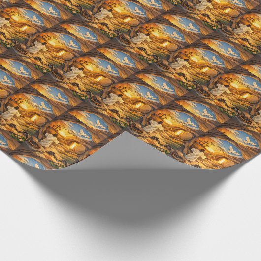 Risen Jesus Empty Tomb 3D Papercut Easter Gift Cadeaupapier (Hoek)