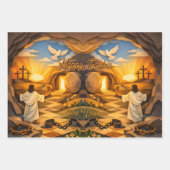 Risen Jesus Empty Tomb 3D Papercut Easter Inpakpapier Vel (Voorkant)