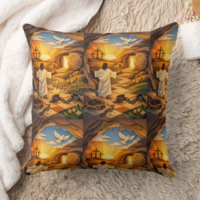 Risen Jesus Empty Tomb 3D Papercut Easter Kussen (Deken)