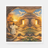 Risen Jesus Empty Tomb 3D Papercut Easter Paper Servet (Voorkant)