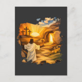 Risen Jesus Empty Tomb 3D Papercut Easter Postcard Briefkaart (Voorkant)