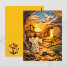 Risen Jesus Empty Tomb 3D Papercut Easter Postcard Briefkaart