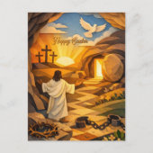 Risen Jesus Empty Tomb 3D Papercut Easter Postcard Briefkaart (Voorkant)