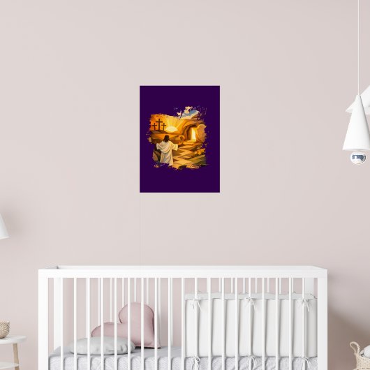 Risen Jesus Empty Tomb 3D Papercut Easter Wall Art Poster (Kinderkamer 2)
