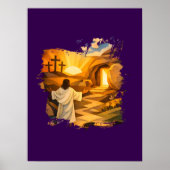 Risen Jesus Empty Tomb 3D Papercut Easter Wall Art Poster (Voorkant)