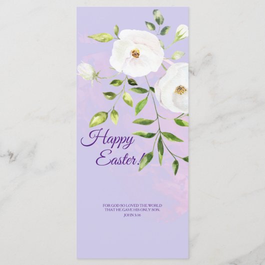 Risen Religieus Christelijk Quote Lavendel Pasen Menu (Achterkant)