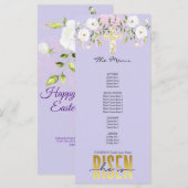 Risen Religieus Christelijk Quote Lavendel Pasen Menu (Voorkant / Achterkant)