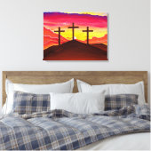 Risen zoals hij zei drie kruisen Paascanvas kunst Canvas Afdruk (Insitu (Slaapkamer))