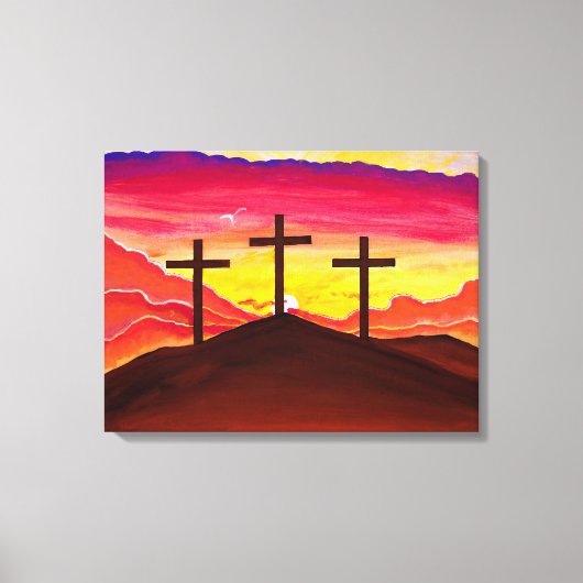 Risen zoals hij zei drie kruisen Paascanvas kunst Canvas Afdruk (Voorkant)