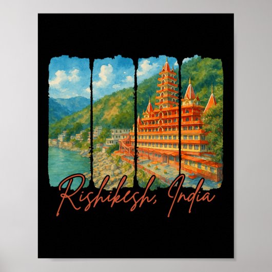 Rishikesh India Reis Trip Brushstroke Rishikesh Poster (Voorkant)