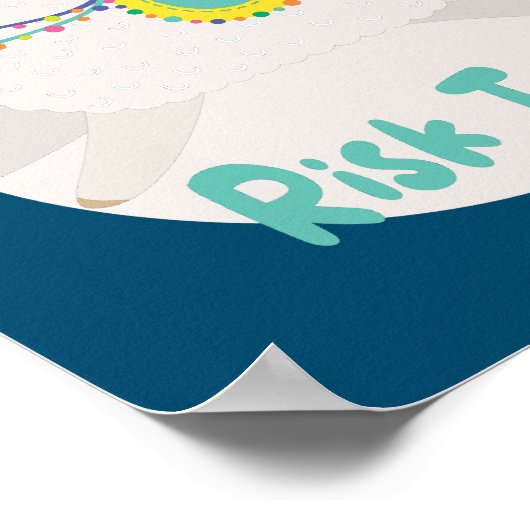 Risicodrager Kawaii grappig, blij wit lama die spr Poster (Hoek)