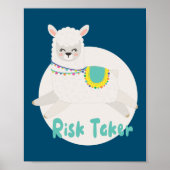 Risicodrager Kawaii grappig, blij wit lama die spr Poster (Voorkant)
