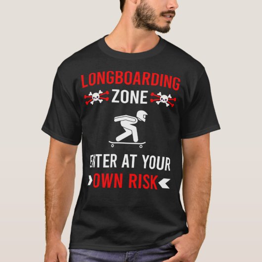 Risicozone Longboard Longboarder T-shirt (Voorkant)