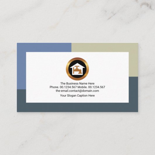 Rising Blue Water Faucet Border Plummer Visitekaartje (Achterkant)