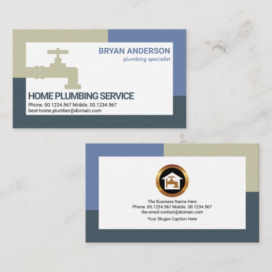 Rising Blue Water Faucet Border Plummer Visitekaartje (Voorkant / Achterkant)