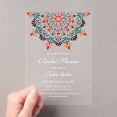 Rising Boho Indian Fusion Floral Mandala Wedding Acryl Uitnodigingen (Insitu (Draagbaar))