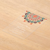 Rising Boho Indian Fusion Floral Mandala Wedding Acryl Uitnodigingen (Laagn)