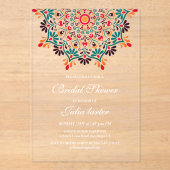 Rising Boho Indian Fusion Floral Mandala Wedding Acryl Uitnodigingen (Voorkant)