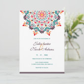 Rising Boho Indian Fusion Floral Mandala Wedding Kaart (Staand voorkant)