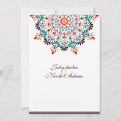 Rising Boho Indian Fusion Floral Mandala Wedding Kaart (Achterkant)