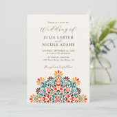Rising Boho Indian Fusion Floral Mandala Wedding Kaart (Staand voorkant)