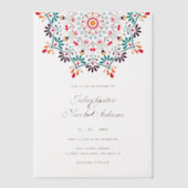 Rising Boho Indian Fusion Floral Mandala Wedding Vellum Uitnodigingen (Voorkant)
