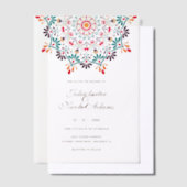 Rising Boho Indian Fusion Floral Mandala Wedding Vellum Uitnodigingen (Offset)