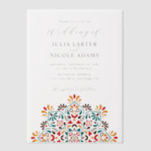 Rising Boho Indian Fusion Floral Mandala Wedding Vellum Uitnodigingen (Voorkant)