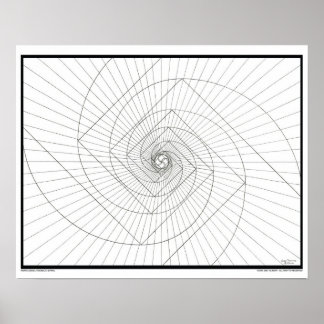Rising Deosil Fibonacci Spiral Coloring Poster