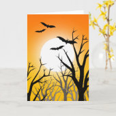 Rising Moon and Bats Halloween Kaart (Gele Bloem)