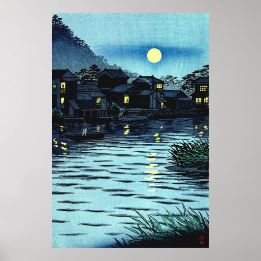 Rising Moon bij Katase River Kasamatsu Shiro 1953 Poster (Voorkant)