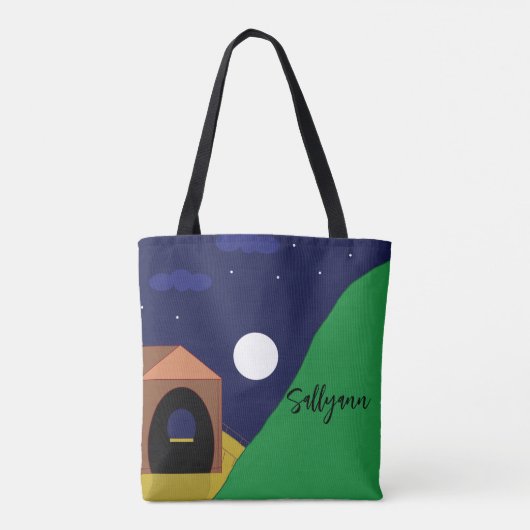 Rising Moon en Mountain in Vermont Tote Bag (Achterkant)