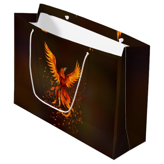 Rising Phoenix Bird Groot Cadeauzakje (Voorkant Gekanteld)