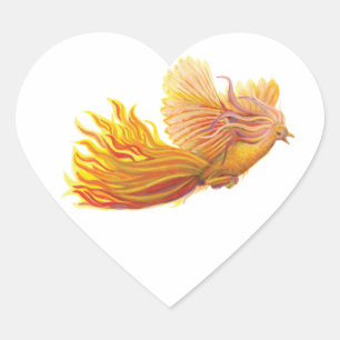 Rising Phoenix Bird Hart Sticker