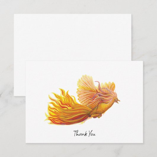 Rising Phoenix Bird Illustratie Bedankkaart (Voorkant / Achterkant)