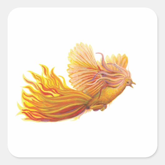 Rising Phoenix Bird Vierkante Sticker (Voorkant)