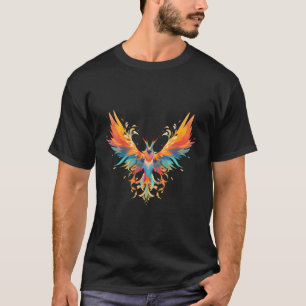 Rising Phoenix Fire Kleurrijke Vogel Open Vleugel  T-shirt