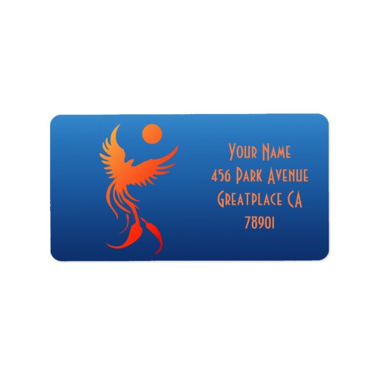Rising Phoenix in Flames adreslabel Etiket (Voorkant)