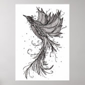 Rising Phoenix Lineart Poster (Voorkant)