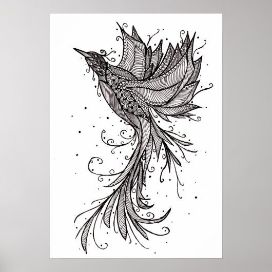 Rising Phoenix Lineart Poster (Voorkant)