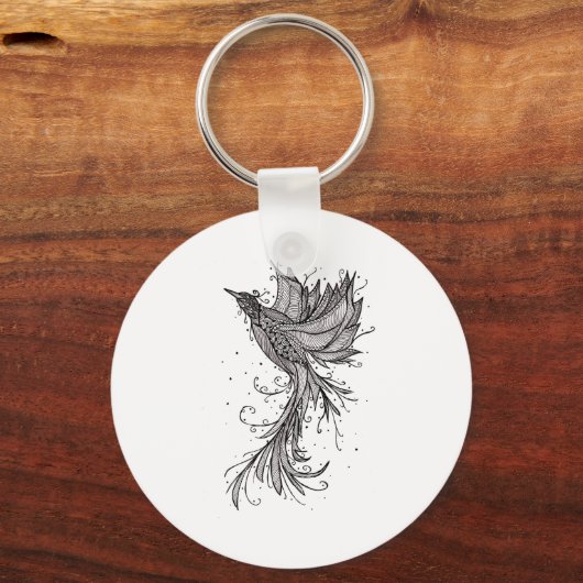 Rising Phoenix Lineart Sleutelhanger (Voorkant)
