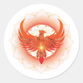 Rising Phoenix Mandala Ronde Sticker (Voorkant)